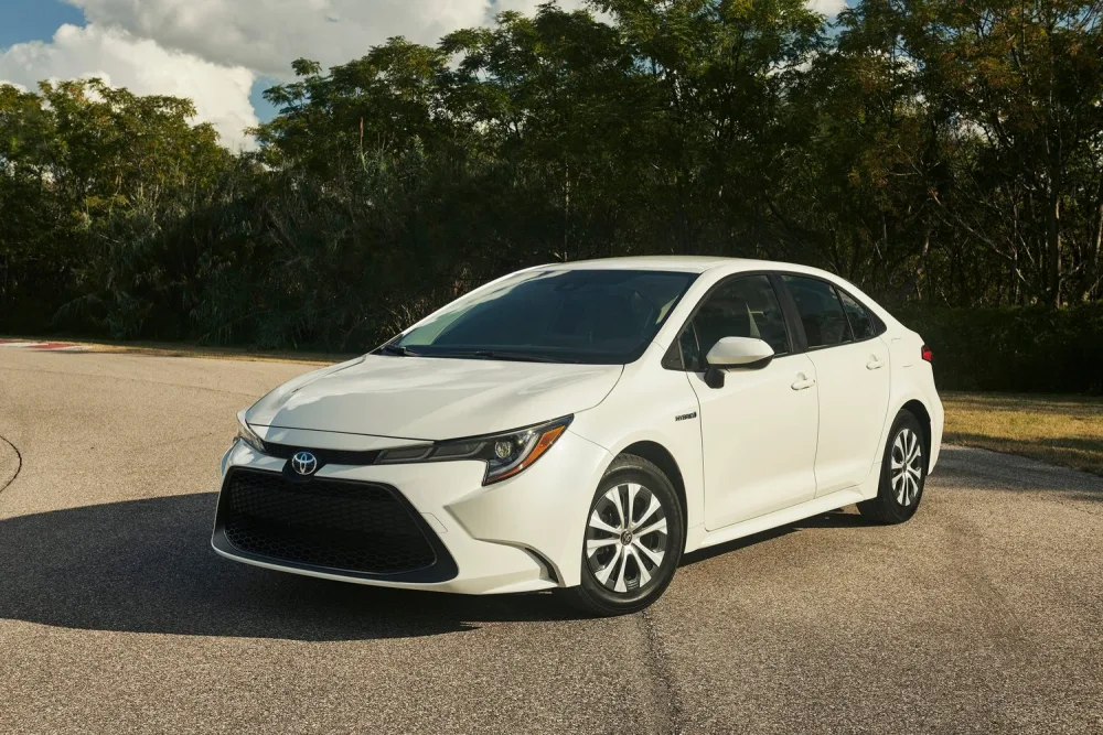 White Toyota Corolla Hybrid